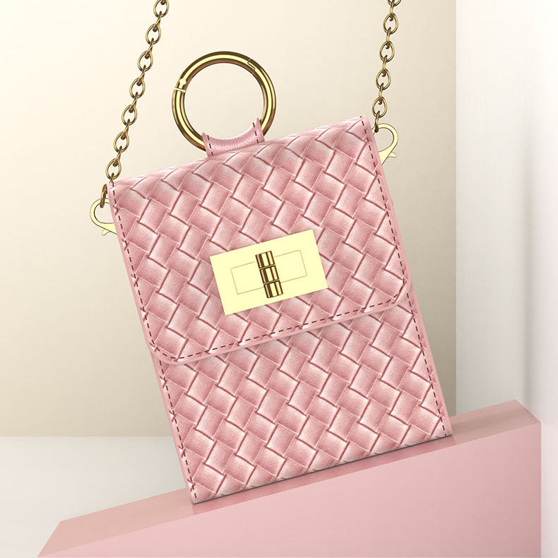 Luxury Leather Mini Phone Bag with Gold Chain For Samsung Galaxy Z Flip 3/4/5/6