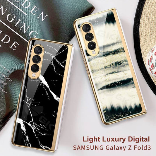 Natural Marble Glass Case For Samsung Galaxy Z Fold 3 5G - GiftJupiter
