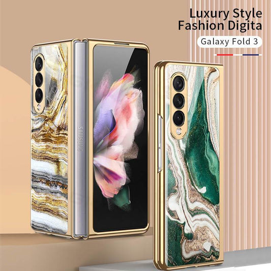 Luxury Marble Glass Case For Samsung Galaxy Z Fold 3 5G - GiftJupiter