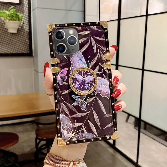 2021 Colorful Butterfly Flower Square iPhone Case - Dealggo.com