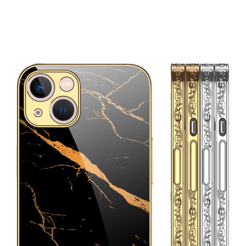 Dealggo | Baroque Marble Tempered Glass iPhone 13 12 11 Pro Max Cases
