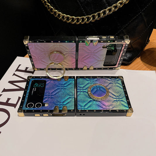 Diamond Leather Ring Phone Case for Samsung Galaxy Z Flip 3/4/5/6/7