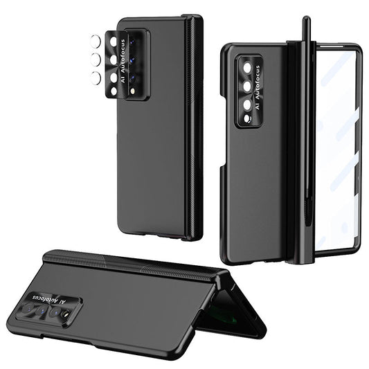 Luxury Magnetic Hinge Pen Holder Full Protection Case For Samsung Galaxy Z Fold3 Fold4 5G With Tempered Glass Film