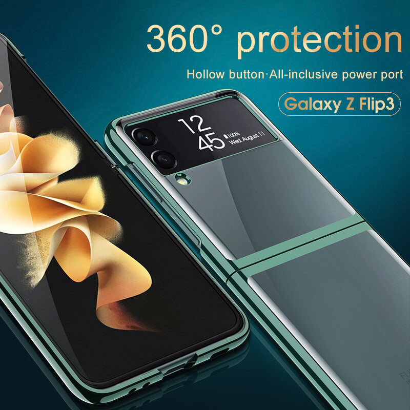 Plating Frame Transparent Back Hard Shockproof Full Protection Cover for Samsung Galaxy Z Flip3 5G - Dealggo.com