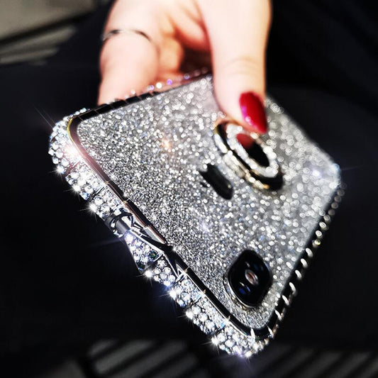 Diamond High Quality Line Black Glitter Ring Phone Case For iPhone - Dealggo.com