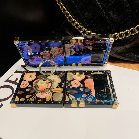 Stylish French Style Flower Ring Phone Case for Samsung Galaxy Z Flip 3/4/5/6/7