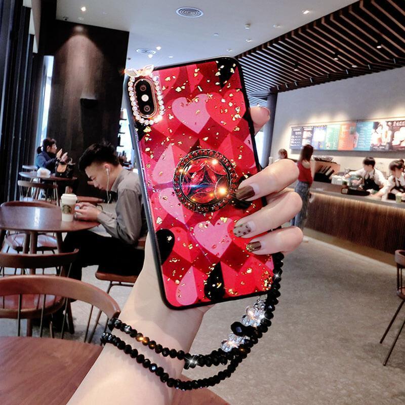 2021 Newest Luxury Diamond Phone Case With Bead Chain For Samsung - Dealggo.com