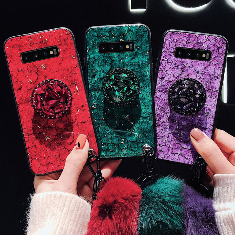 Hair Ball Airbag Bracket Diamond Case For Samsung - Dealggo.com