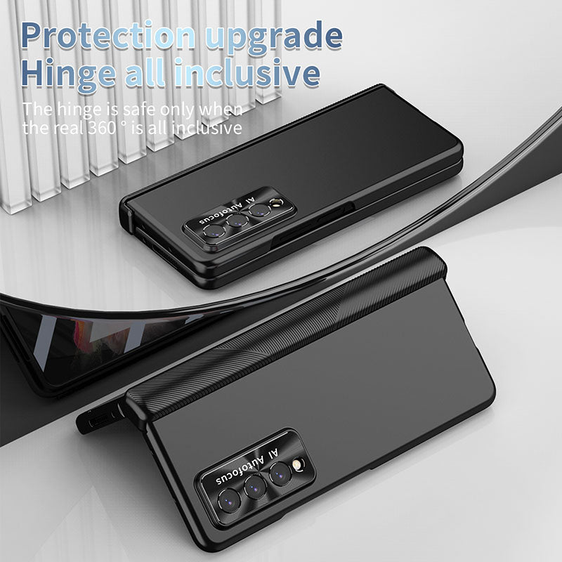 Luxury Magnetic Hinge Pen Holder Full Protection Case For Samsung Galaxy Z Fold3 Fold4 5G With Tempered Glass Film