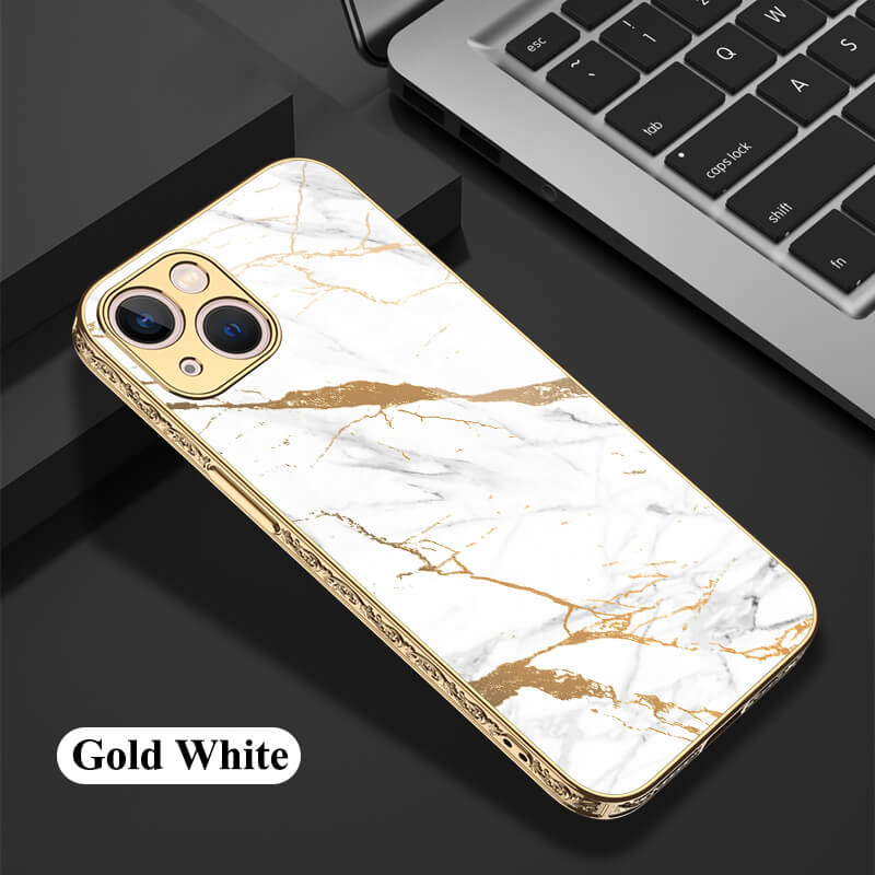 Dealggo | Baroque Marble Tempered Glass iPhone 13 12 11 Pro Max Cases