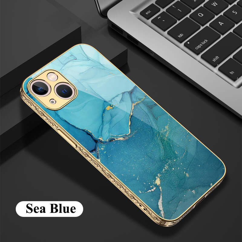 Dealggo | Baroque Marble Tempered Glass iPhone 13 12 11 Pro Max Cases