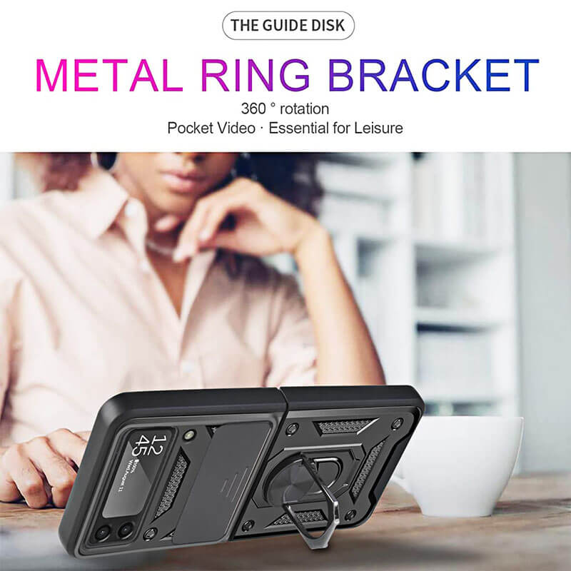 Drop Tested Cover with Magnetic Kickstand Car Mount Protective Case for Samsung Galaxy Z Flip 3 5G - GiftJupiter