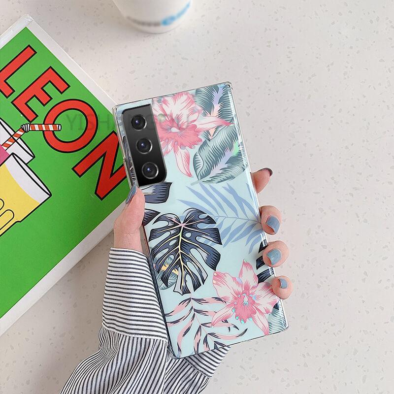 2021 Laser Flower Pattern Protective Cover For Samsung S21 S20 S10 Note20 Note10 Series