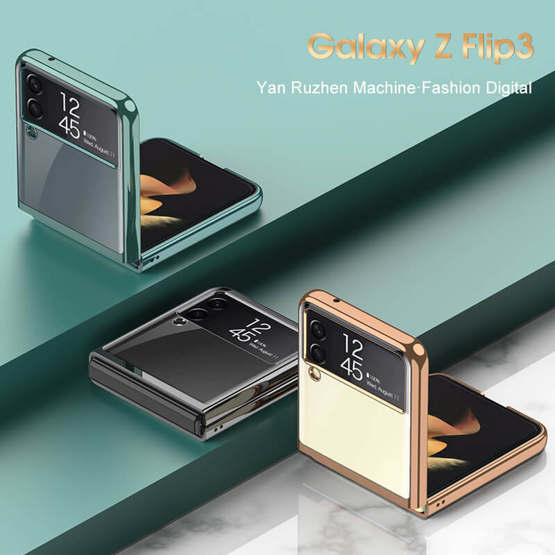 Plating Frame Transparent Back Hard Shockproof Full Protection Cover for Samsung Galaxy Z Flip3 5G - Dealggo.com