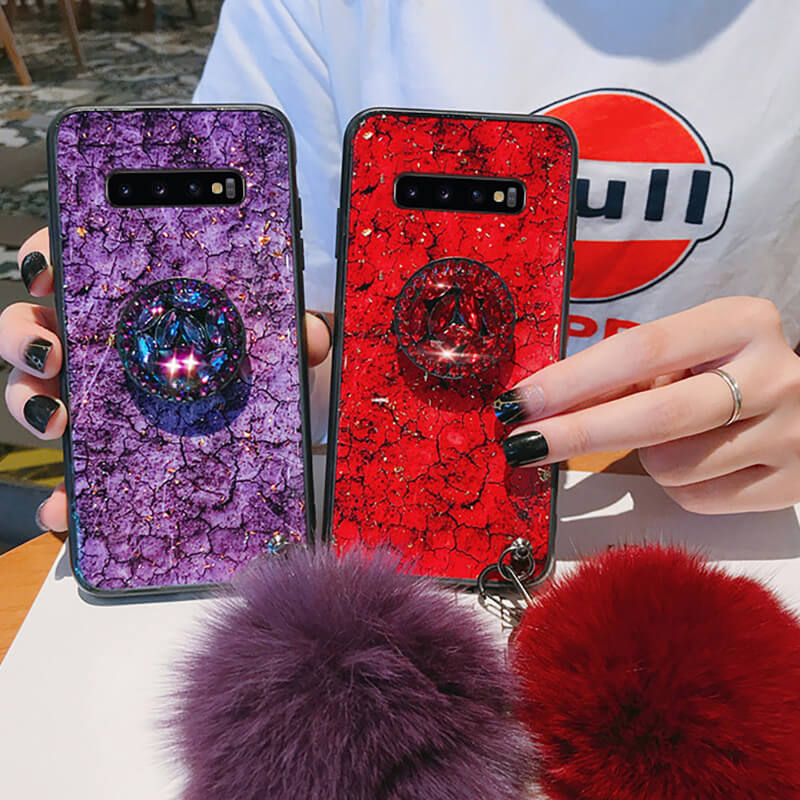 Hair Ball Airbag Bracket Diamond Case For Samsung - Dealggo.com