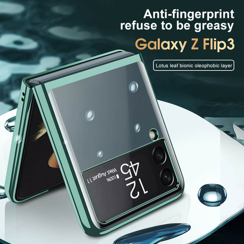 Plating Frame Transparent Back Hard Shockproof Full Protection Cover for Samsung Galaxy Z Flip3 5G - Dealggo.com