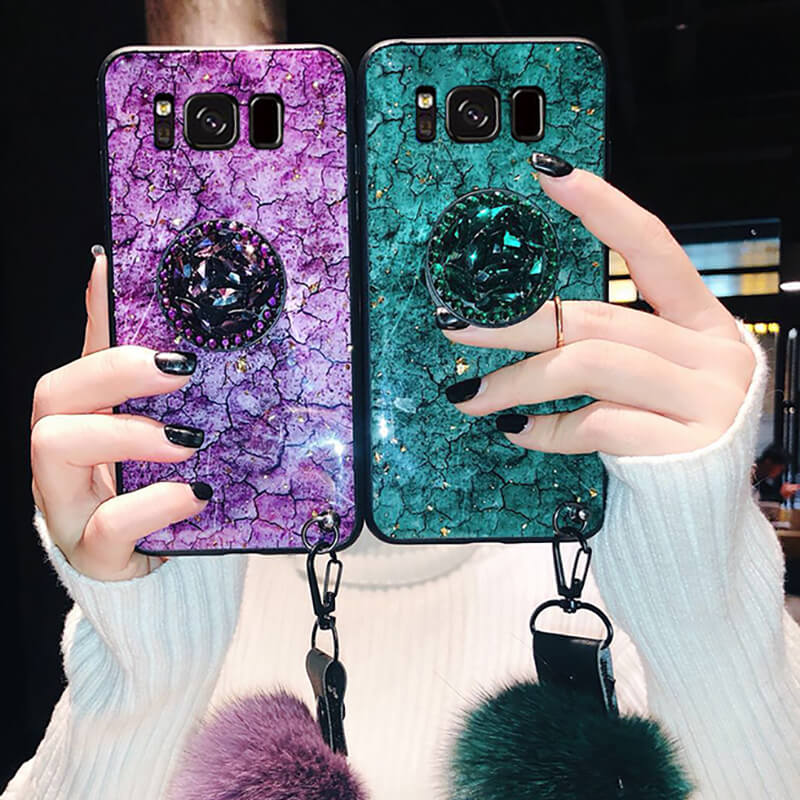 Hair Ball Airbag Bracket Diamond Case For Samsung - Dealggo.com