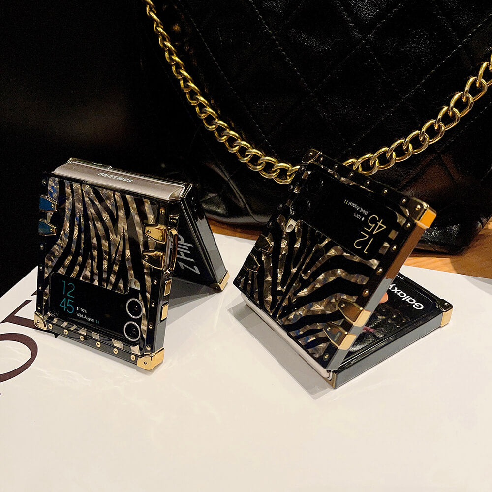 Leopard Print Ring Phone Case for Samsung Galaxy Z Flip 3/4/5/6/7