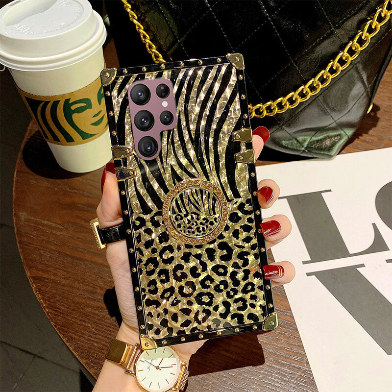 Luxury Leopard Feather Ring Case for Samsung
