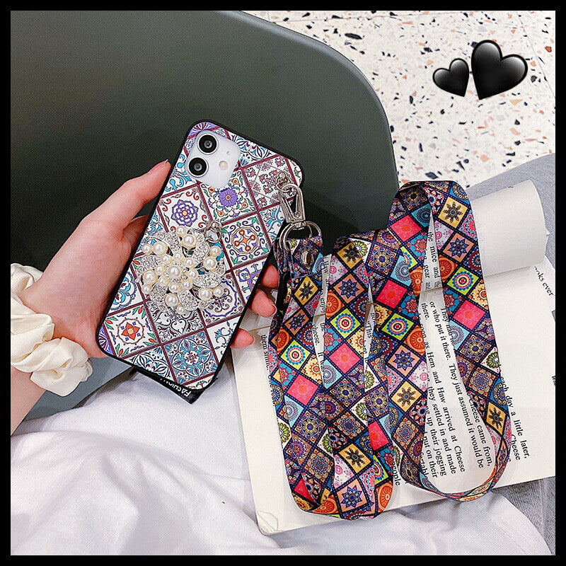 Bohemian Style Brooch Jewelry Lanyard Phone Case - Dealggo.com