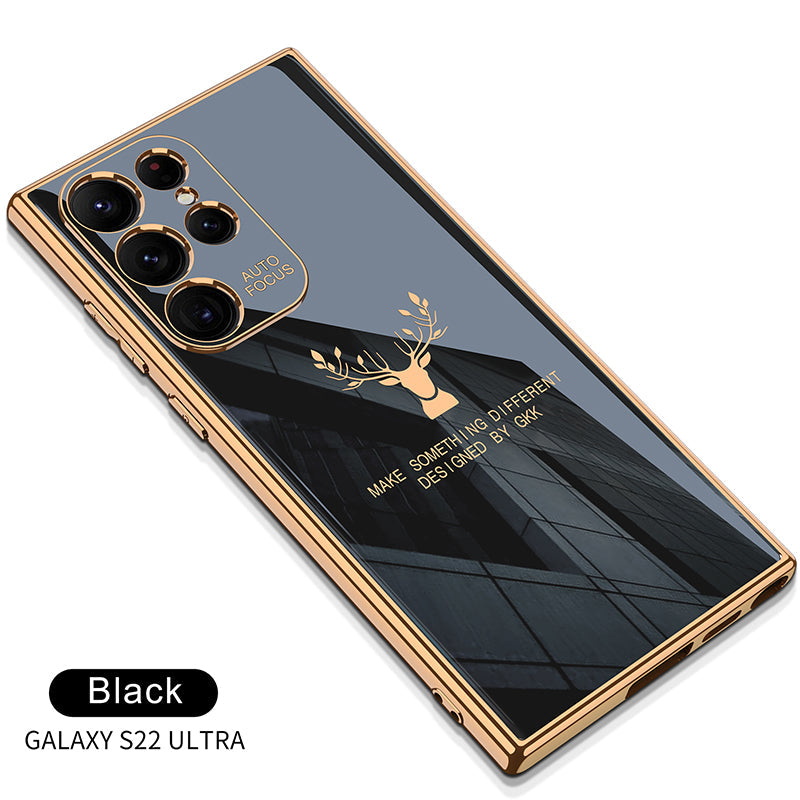 2022 Luxury Deer Pattern Camera All-inclusive Electroplating Process Case For Samsung S22 S21 Series pphonecover