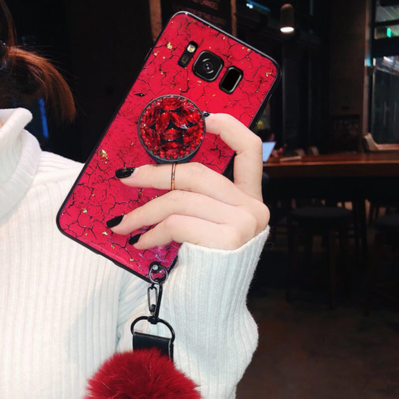Hair Ball Airbag Bracket Diamond Case For Samsung - Dealggo.com