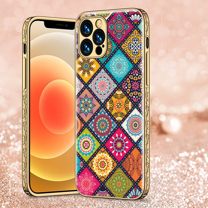 Boho-chic metal glass phone case