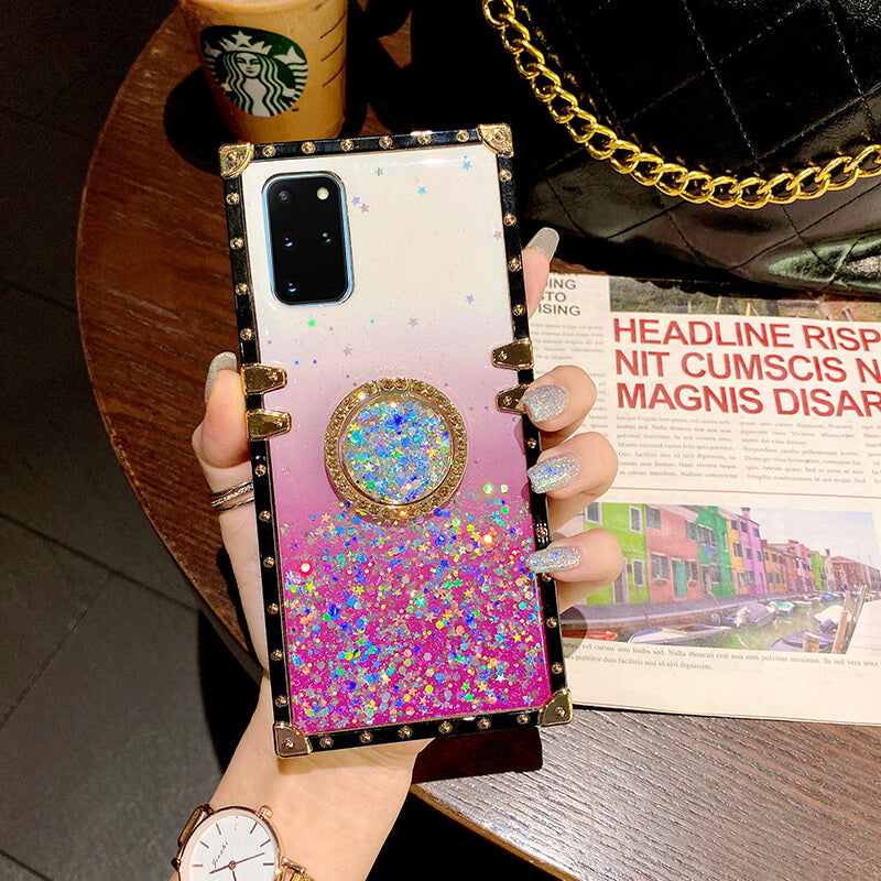 2021 Crystal Diamond Gradient Star Bling Ring Holder Samsung Case - Dealggo.com