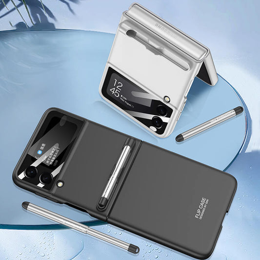 With S Pen Slot Solid Matte Ultra Slim Hard Shockproof Full Protection Cover For Galaxy Z Flip4 Flip3 5G