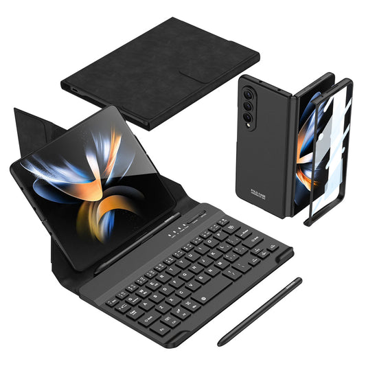 Bluetooth 3.0 Keyboard Magnetic Folding Bracket All-inclusive Leather Cover For Samsung Galaxy Z Fold3 Fold4 5G