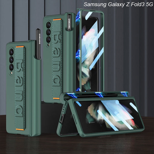 Magnetic Hinged Wristband Case with S Pen Slot for Samsung Galaxy Z Fold3 Fold4