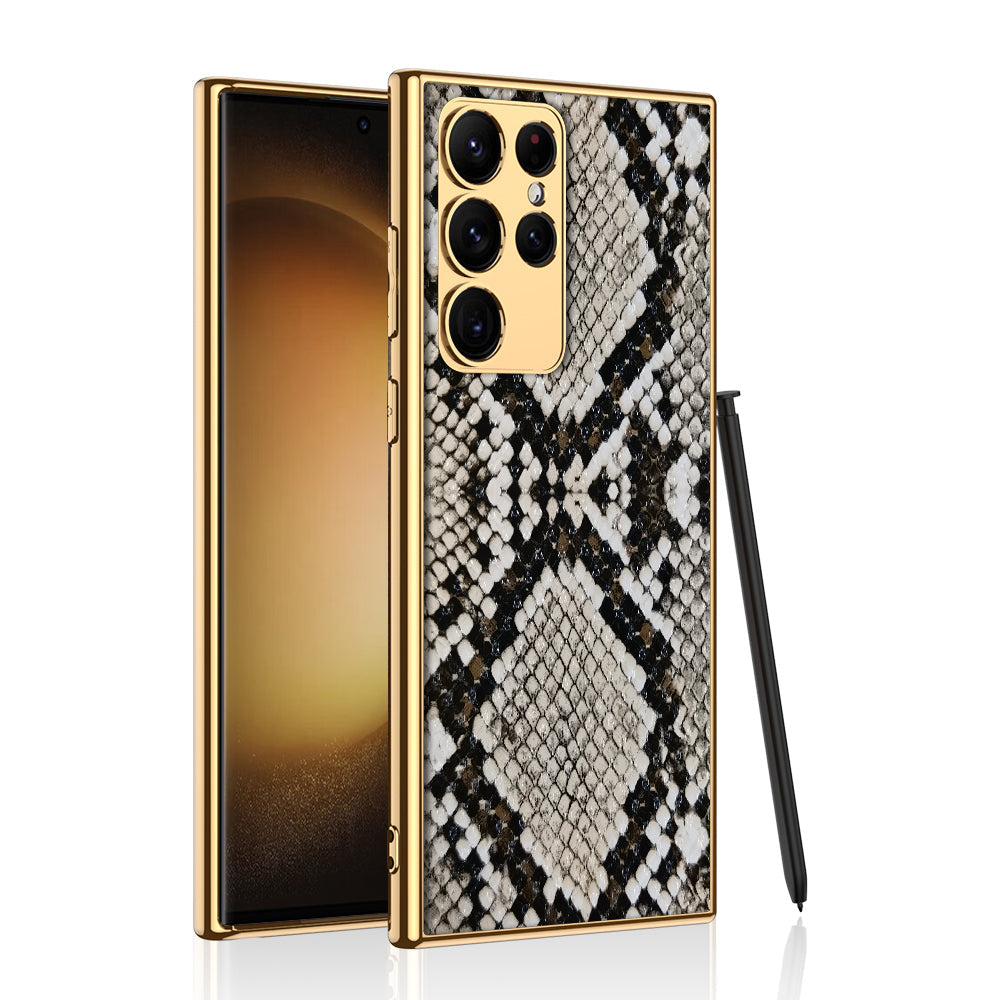 Galaxy S24/S23 Ultra Plus Electroplated Crocodile Pattern Leather Case