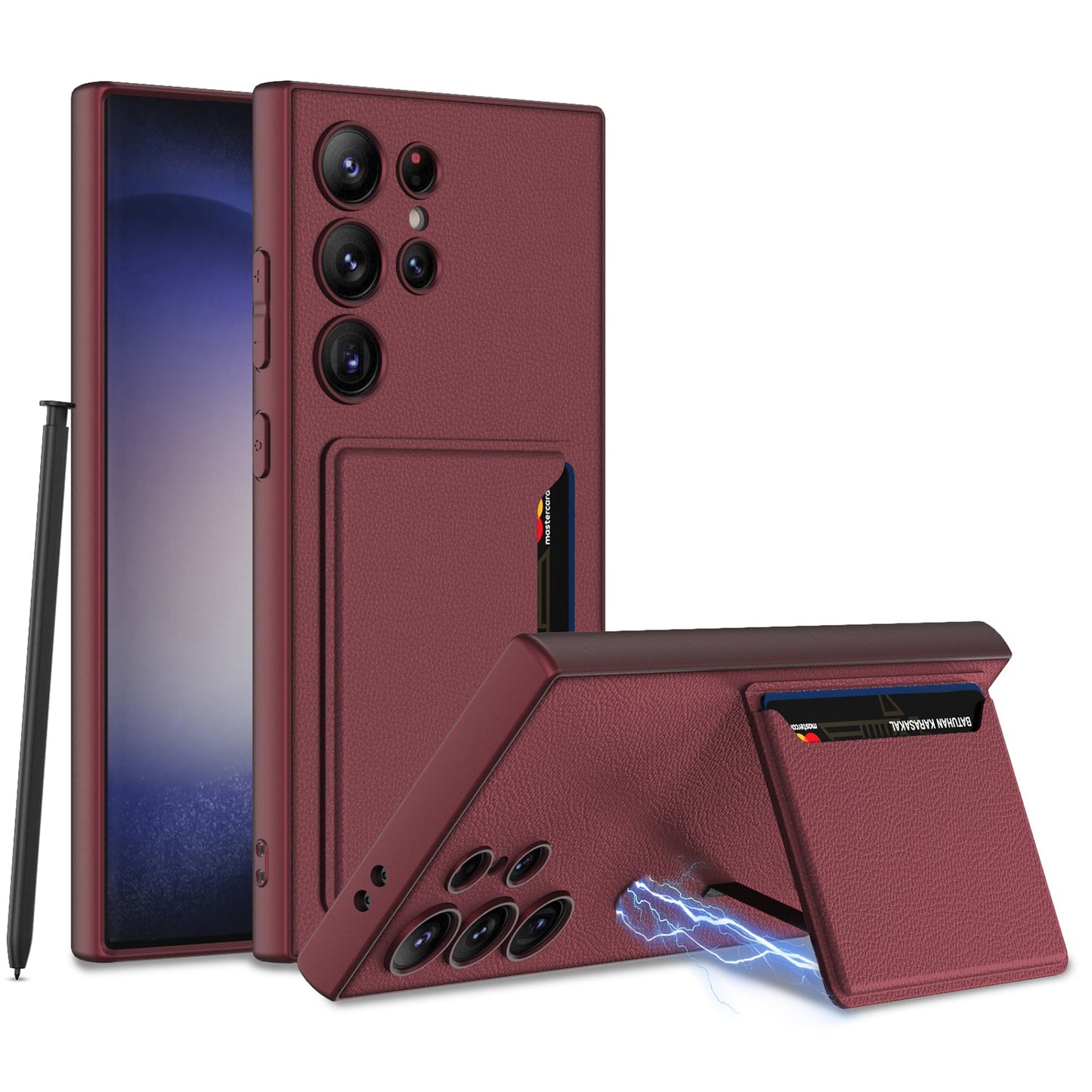 Galaxy S24/S23 Ultra S24Plus S24 Case - Leather & Magnetic Card Holder