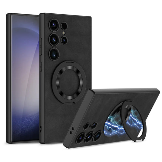 Galaxy S24Ultra S23Ultra S24Plus S24 Leather Case - Magnetic Ring Holder