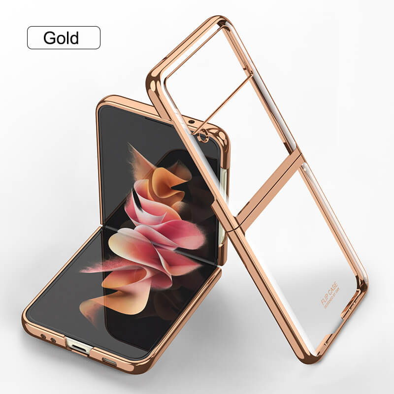 Plating Frame Transparent Back Hard Shockproof Full Protection Cover for Samsung Galaxy Z Flip3 5G - Dealggo.com