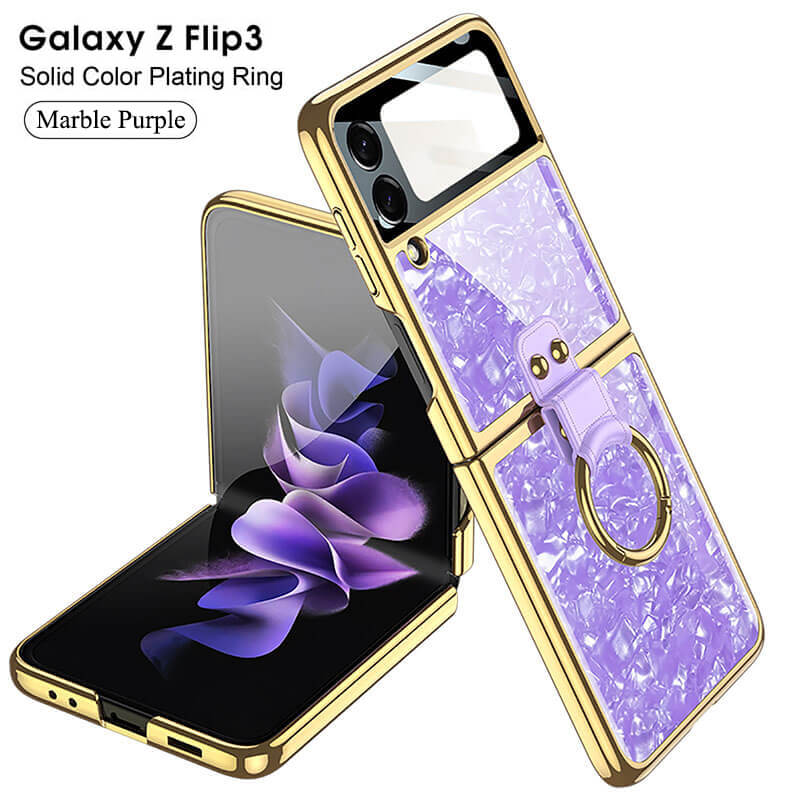 Luxury Plating Frame Anti-knock Protection Glass Case For Samsung Galaxy Z Flip4 Flip3