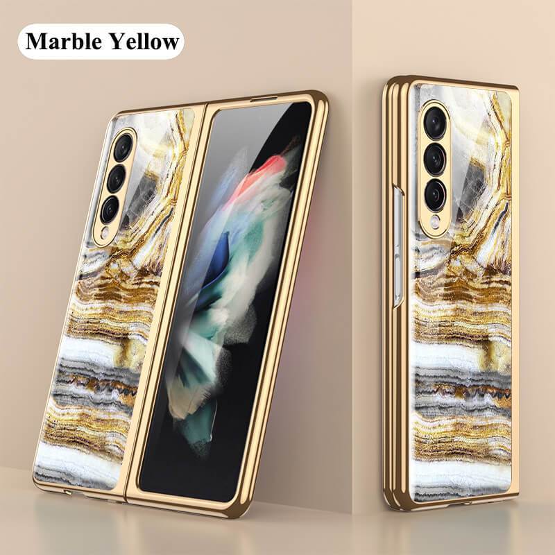 Luxury Marble Glass Case For Samsung Galaxy Z Fold 3 5G - GiftJupiter