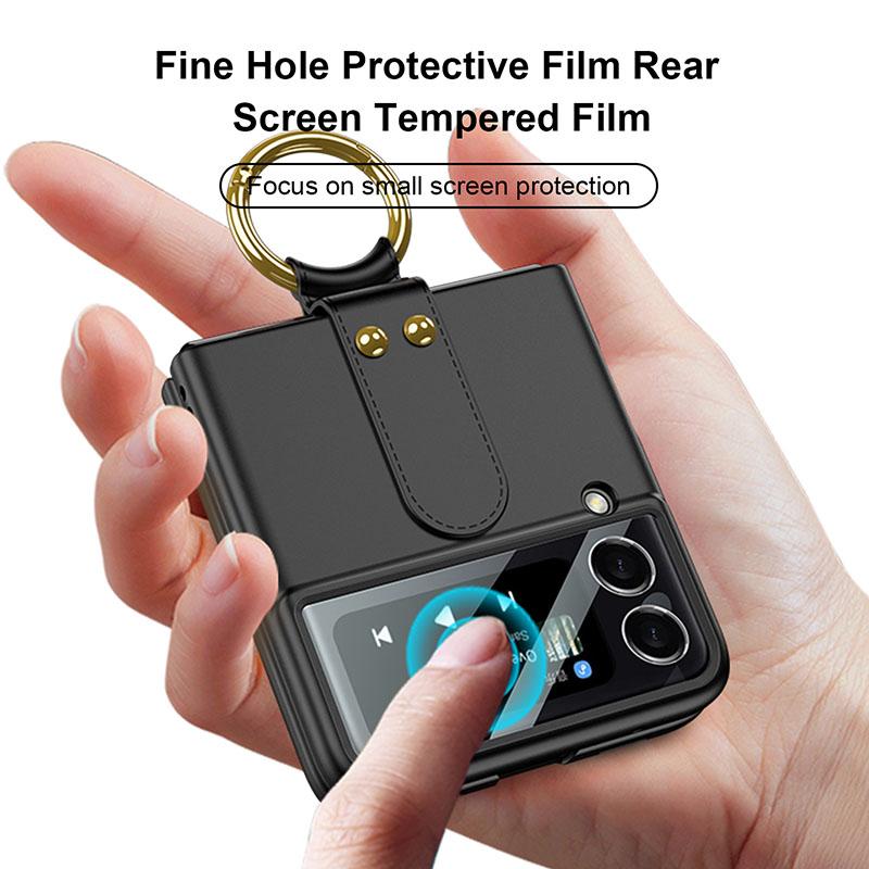 Original Back Screen Glass Matte Hard Cover With Finger-Ring For Samsung Z Flip3 5G - GiftJupiter