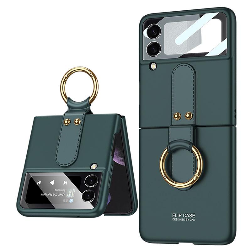 Original Back Screen Glass Matte Hard Cover With Finger-Ring For Samsung Z Flip3 5G - GiftJupiter