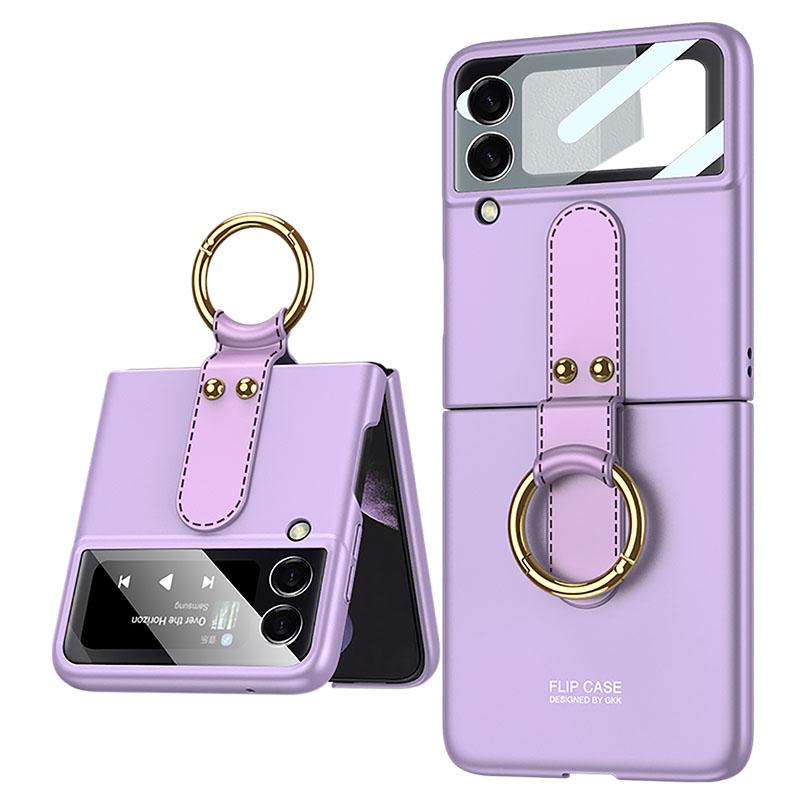 Original Back Screen Glass Matte Hard Cover With Finger-Ring For Samsung Z Flip3 5G - GiftJupiter