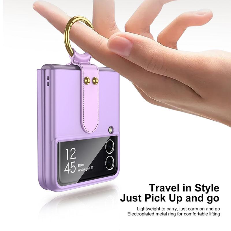 Original Back Screen Glass Matte Hard Cover With Finger-Ring For Samsung Z Flip3 5G - GiftJupiter