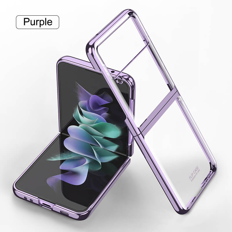 Plating Frame Transparent Back Hard Shockproof Full Protection Cover for Samsung Galaxy Z Flip3 5G - Dealggo.com