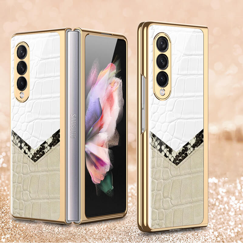 Dealggo | Python Leopard Print Tempered Glass Case for Samsung Galaxy Z Fold 3 2 1 5G