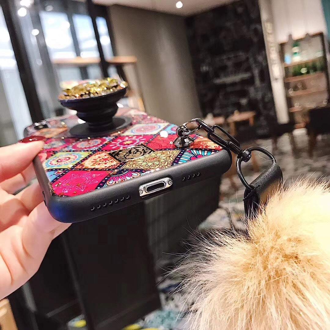 Rhinestone Pattern Retro Case for iPhone - Dealggo.com