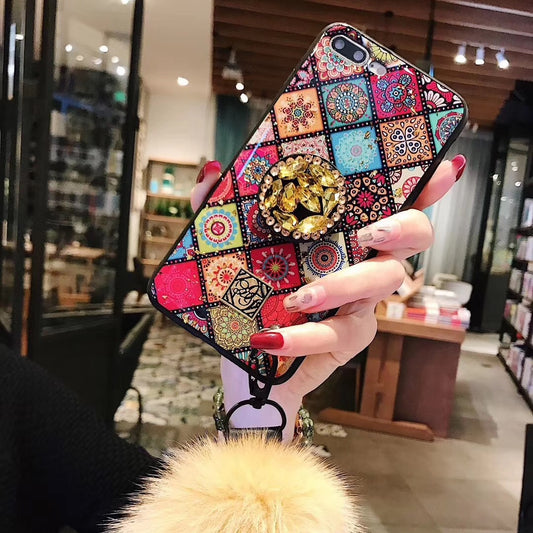 Rhinestone Pattern Retro Case for iPhone - Dealggo.com