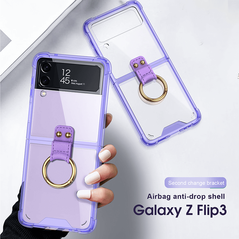 NEWEST Transparents Airbag Ring Holder Anti-knock Protection Cover For Samsung Galaxy Z Flip4 Flip3 5G
