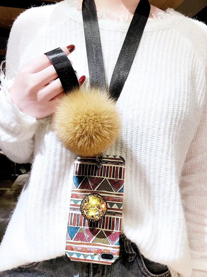 Fox Hair Ball Bohemian Folk-custom Airbag Bracket iPhone case - Dealggo.com