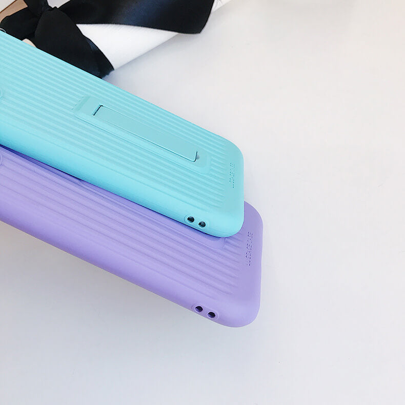 Stripe Candy Colors Suitcase iPhone Case With Stand - Dealggo.com