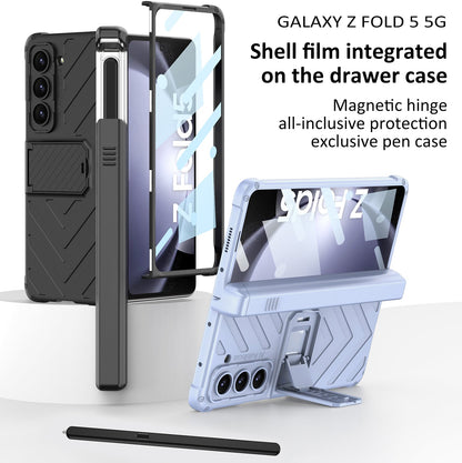 Magnetic Samsung Galaxy Z Fold5 Fold4 Fold3 Case Business Folding Armor Cover With Film & Slide Pen Slot and Kickstand - mycasety2023 Mycasety