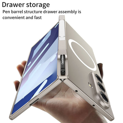 Magnetic Hinge Hidden Bracket All-included Case With Pen Box For Galaxy Z Fold